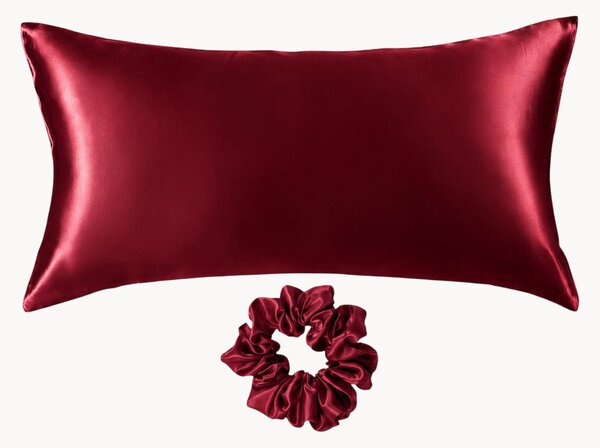 Set federa e scrunchie in raso di seta di gelso Alina, set da 2