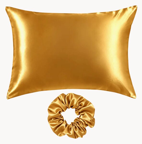 Set federa e scrunchie in raso di seta di gelso Elle, set da 2