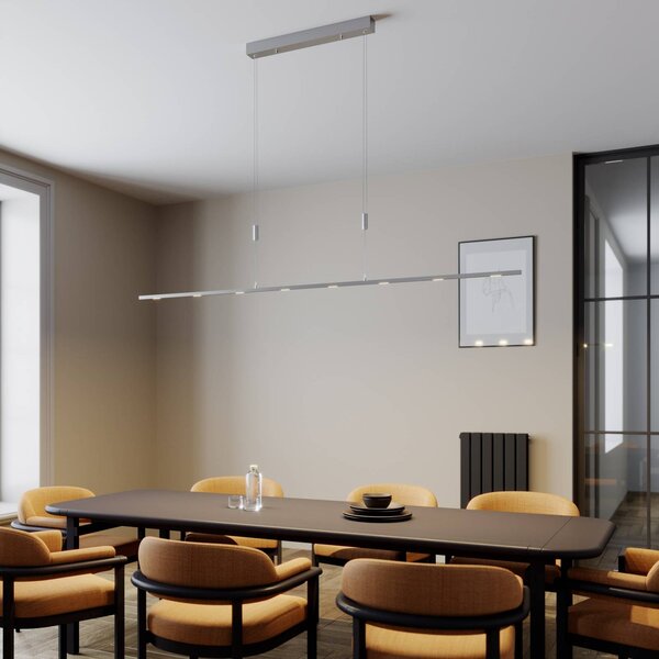 Lampada LED a sospensione Lucande Arnik, 180 cm, color nichel, dimmerabile Arnik Lucande,, Alluminio / Grigio / Zincato, Soggiorno / Sala da pranzo, Metallo, Moderno