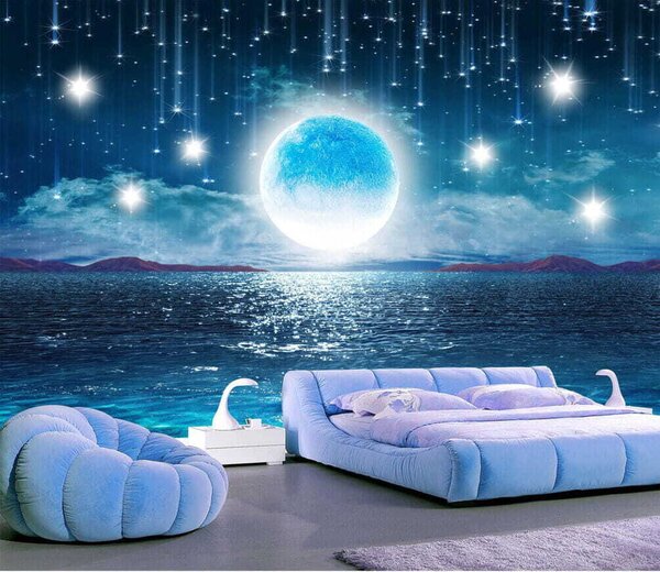 Carta da parati Starfall sulla luna piena, Carta da parati Mare, u23205 : Uwalls.it