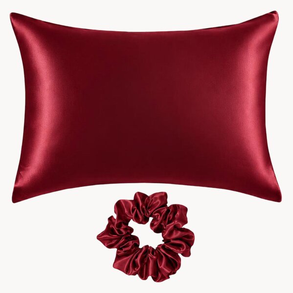 Set federa e scrunchie in raso di seta di gelso Alina, set da 2