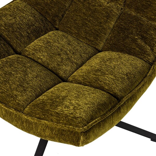 Poltrona verde girevole con rivestimento in ciniglia Maudi – WOOOD