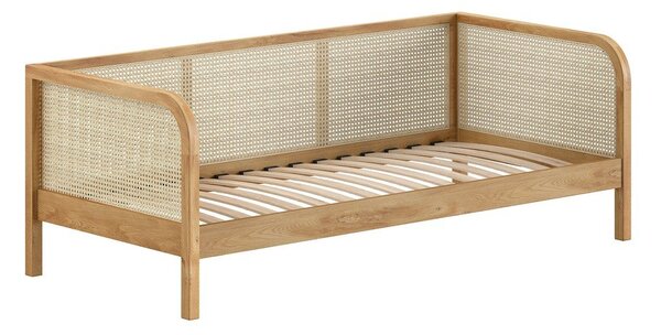 Letto singolo di colore naturale in rovere massiccio con rete inclusa 90x200 cm Olive Captain Rotan – Vipack