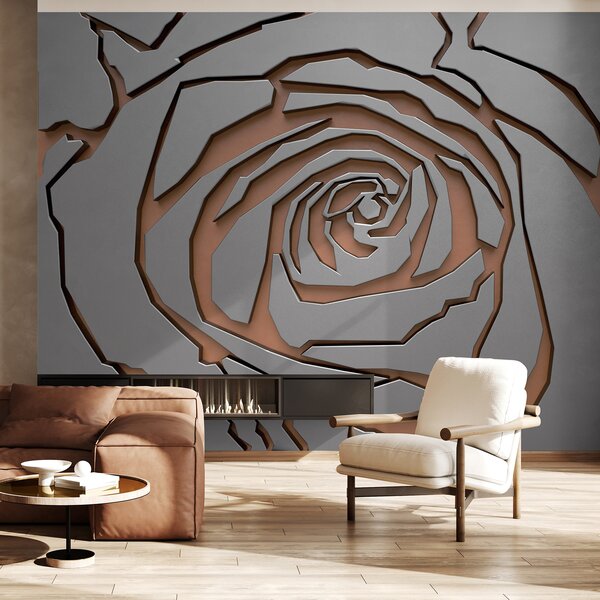 Carta da parati Disegno astratto di rose con texture metallica, Carta da parati Rose, Carta da parati popolare, u25163 - Tapeko.it