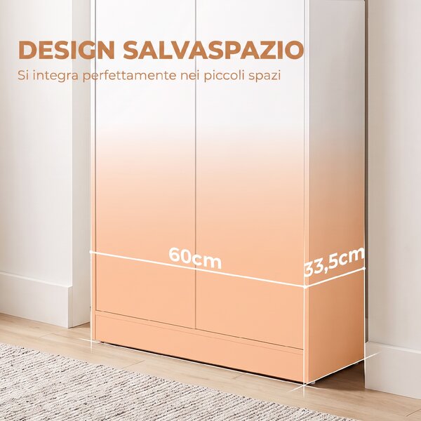 HOMCOM Mobiletto Ufficio con 3 Ripiani e Ante, 60x33.5x108 cm, Bianco | Aosom Italy