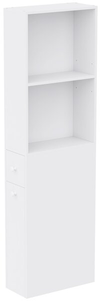 HOMCOM Mobiletto da Bagno Slim Salvaspazio con Ruote e Cassetto, Bianco | Aosom Italy