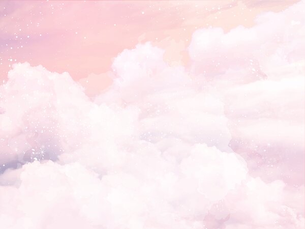 Carta da parati Cielo rosa con nuvole, Carta da parati per Bambini, Carta da parati popolare, u25813 - Tapeko.it