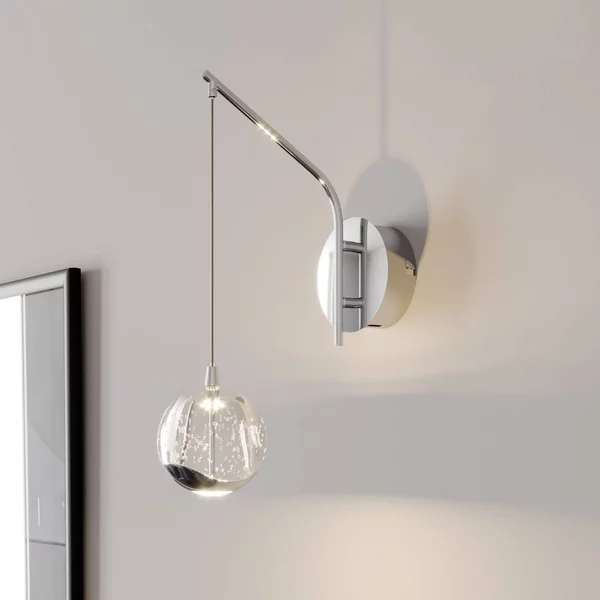 Applique da parete a LED Hayley Lucande, Chiaro / Trasparente, Soggiorno / Sala da pranzo, Vetro, Moderno, Applique a LED