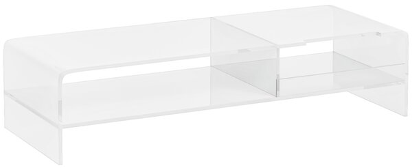 HOMCOM Supporto Monitor PC 24" max con 2 Ripiani Aperti, in Acrilico Trasparente, 50.8x19x12 cm|Aosom