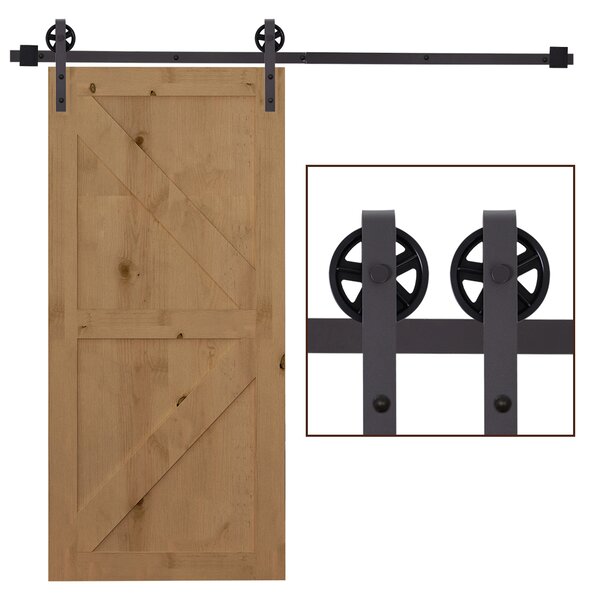 HOMCOM Kit Porta Scorrevole 100kg max in Acciaio con Binario, Ganci, Fermi, Viti e Bulloni, 183x4x0.6 cm