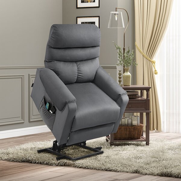 HOMCOM Poltrona Reclinabile Massaggiante con Telecomando, in Poliestere e Metallo, 79x97x103 cm, Grigio
