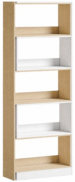 HOMCOM Libreria Angolare, Scaffale 5 Ripiani, Design Rotante 350°, Legno Fruttato/Bianco | Aosom Italy