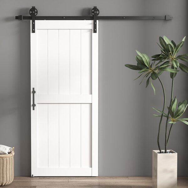 HOMCOM Porta Scorrevole con la ferramenta di montaggio da Interno, Stile Industriale, 81.3x213.4 cm, Legno | Aosom Italy