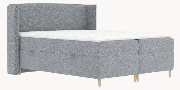 Letto boxspring in bouclé fatto a mano con contenitore Segni