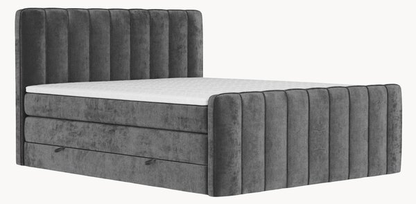 Letto boxspring in ciniglia fatto a mano con contenitore Novara, H4
