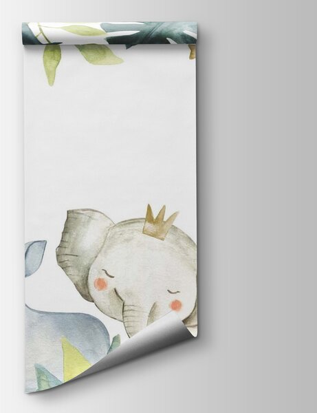 Carta da parati Cornice acquerellata di animali, Carta da parati per Bambini, Carta da parati popolare, u29226 - Tapeko.it