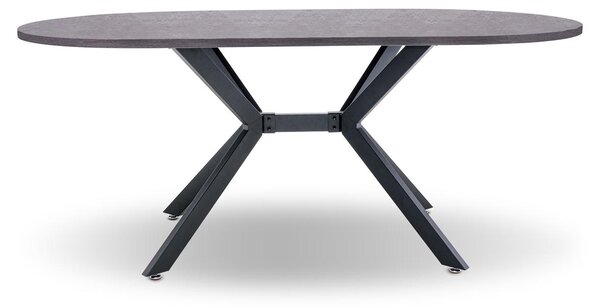 Marui Big - Tavolo da pranzo ovale in legno e metallo con piede centrale Ashi 180x100 cm - grigio