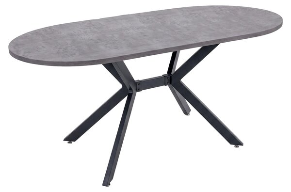 Marui Small - Tavolo da pranzo ovale in legno e metallo con piede centrale Ashi 150x90 cm - grigio