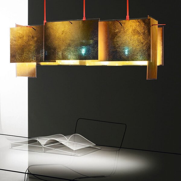 Lampada a sospensione Ingo Maurer, 24 Karat Blau M, dimmerabile, Dorato / Ottone, Soggiorno, Plastica, Design