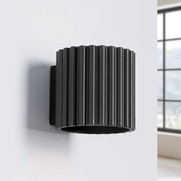 Applique da parete SOLLUX LIGHTING, RIBLA, dimmerabile, Nero, Soggiorno, Alluminio
