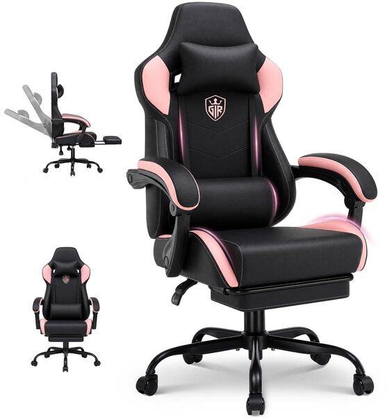 Sedia da gaming GTPLAYER, sedia da ufficio, poltrona da gaming con poggiapiedi, sedia da gaming ergonomica con braccioli regolabili, sedia da scrivania regolabile in altezza