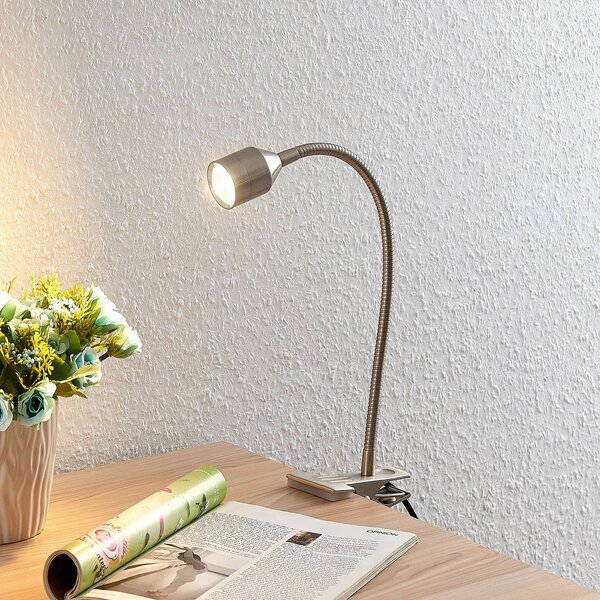 Lampada con morsetto Djamila Lindby, Alluminio / Grigio / Zincato, Studio / Ufficio, Metallo, Moderno, Lampada con morsetto