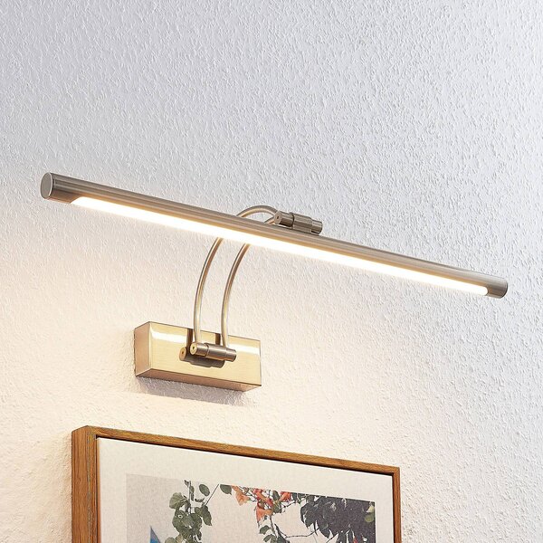 Lucande lampada LED per quadri Dimitrij, nichel, metallo, 54 cm Dimitrij, Alluminio / Grigio / Zincato, Soggiorno / Sala da pranzo, Metallo, Moderno, Applique