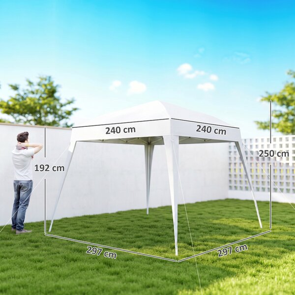 Outsunny Gazebo Pieghevole da Giardino 3x3m Struttura in Acciaio, Corde Antivento e Sacca di Trasporto, Bianco