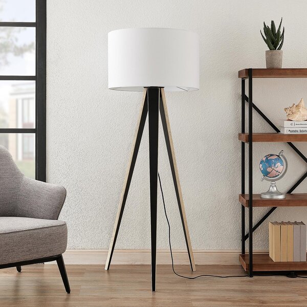 Lampada da terra Lucande, Bodhi, Bianco, Soggiorno, Tessuto / Tessile, Scandinavo