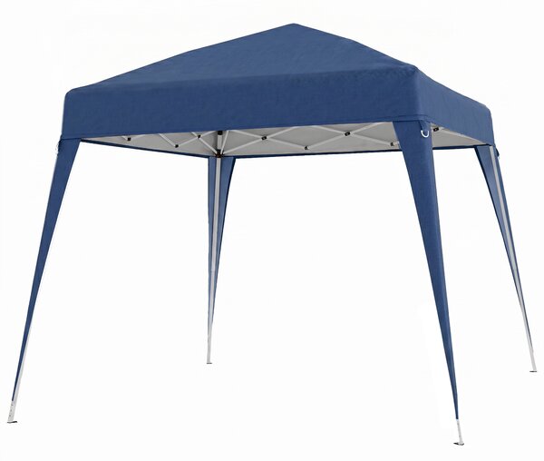 Outsunny Gazebo Pieghevole da Giardino 2.4x2.4m con Struttura in Acciaio e Corde Antivento, Blu