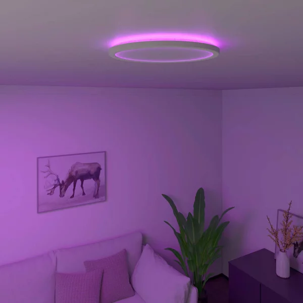 Calex Plafoniera smart Smart Halo, dimmerabile, Bianco / Opale, Soggiorno / Sala da pranzo, Plastica, Moderno