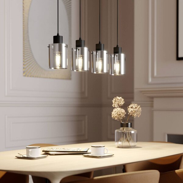 Lampada a sospensione in vetro Kourtney Lindby, dimmerabile, Nero, Soggiorno / Sala da pranzo, Moderno, Lampada a sospensione