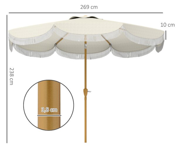 Outsunny Ombrellone da Giardino Ombrellone Esterno Inclinabile 2.7x2.7 m Beige | Aosom Italy
