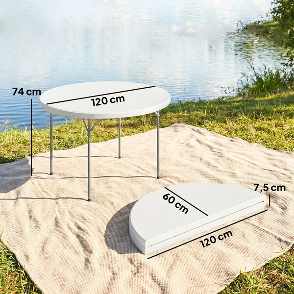 Outsunny Tavolo da Campeggio Tavolino da Esterno Pieghevole 120x120x74 cm Bianco | Aosom Italy