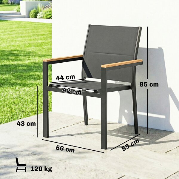 Outsunny Set 2 Sedie Giardino Impilabili con Seduta e Schienale Imbottiti, Grigio Scuro | Aosom Italy