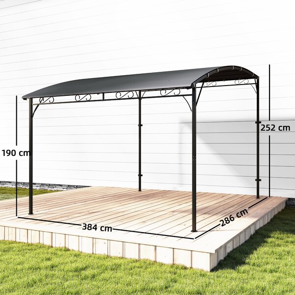 Outsunny Gazebo Pergolato da Giardino con Fori di Drenaggio 3.8x2.8m Grigio | Aosom Italy