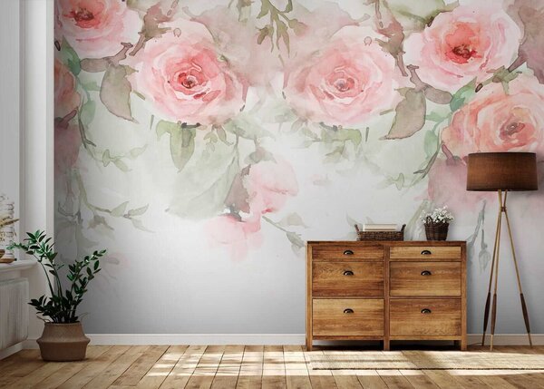 Carta da parati Rose ad acquerello rosa, Carta da parati Floreale, Carta da parati Rose, u34659 : Uwalls.it
