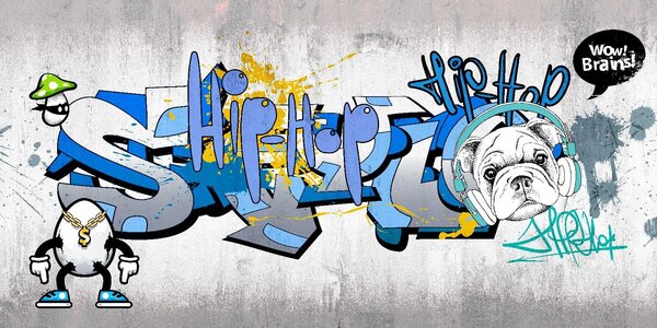 Carta da parati Graffiti su un muro, Carta da parati per Ragazzo, Carta da parati popolare, u35405 - Tapeko.it