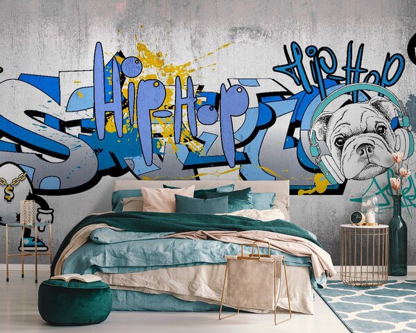 Carta da parati Graffiti su un muro, Carta da parati per Ragazzo, Carta da parati popolare, u35405 - Tapeko.it