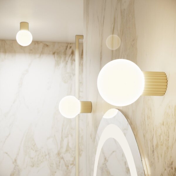 Applique da parete SOLLUX LIGHTING, ORBI, dimmerabile, Beige, Bagno, Alluminio