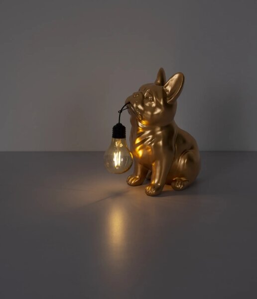 Globo 36333G - Lampada solare a LED 0,06W/3V IP44, a forma di cane dorato