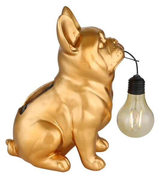 Globo 36333G - Lampada solare a LED 0,06W/3V IP44, a forma di cane dorato
