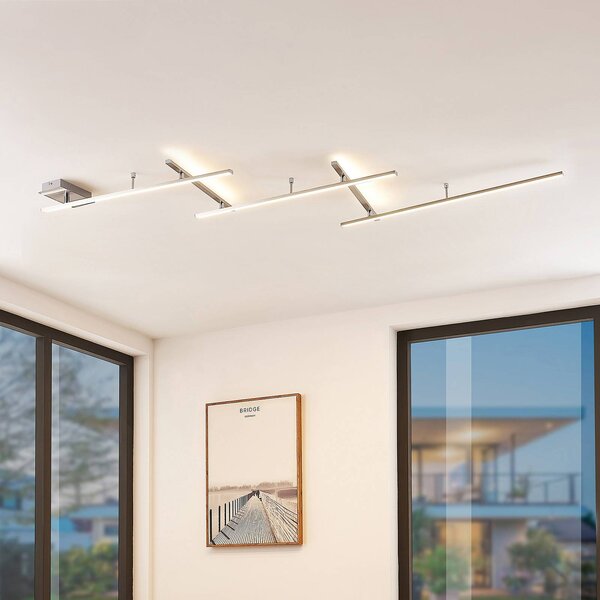 Lindby Plafoniera a LED Acia, dimmerabile, Alluminio / Grigio / Zincato, Soggiorno / Sala da pranzo, Metallo, Moderno, Plafoniera LED