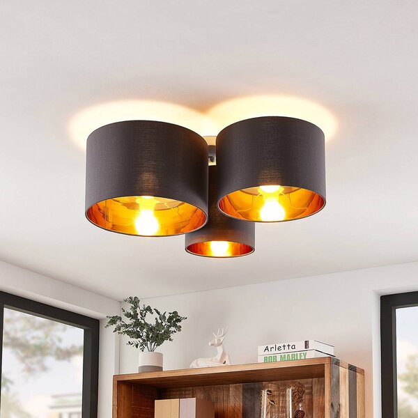 Plafoniera soffitto Laurenz Lindby, dimmerabile, Alluminio / Grigio / Zincato, Soggiorno / Sala da pranzo, Tessuto / Stoffa / Seta, Moderno, Plafoniera