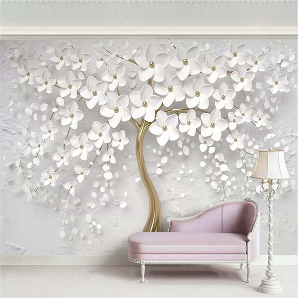 Carta da parati Albero fiorito con fiori grandi, Carta da parati 3D, Carta da parati Fiori 3D, u37065 : Uwalls.it
