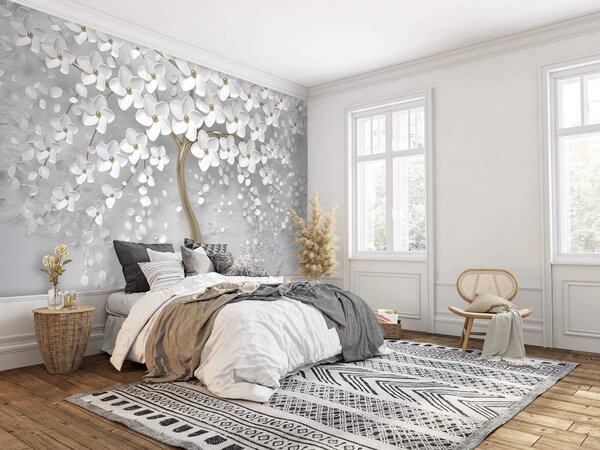 Carta da parati Albero fiorito con fiori grandi, Carta da parati 3D, Carta da parati Fiori 3D, u37065 : Uwalls.it