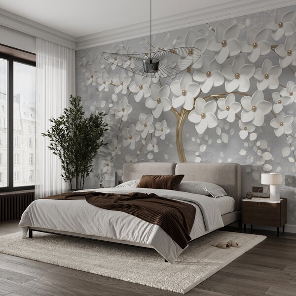 Carta da parati Albero fiorito con fiori grandi, Carta da parati 3D, Carta da parati Fiori 3D, u37065 : Uwalls.it