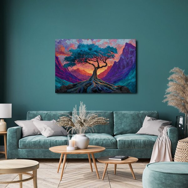 Quadro su tela – Albero della vita in montagna
