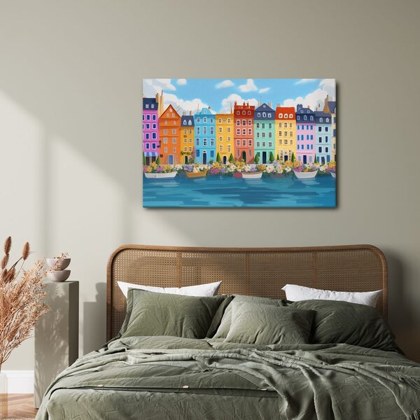Quadro su tela – Case colorate lungo il fiume