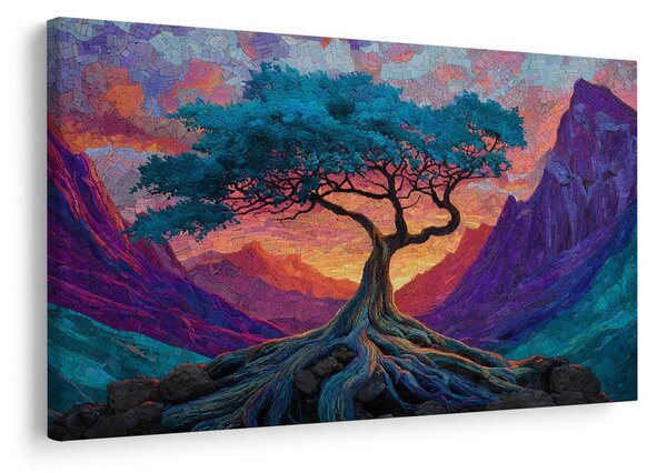 Quadro su tela – Albero della vita in montagna
